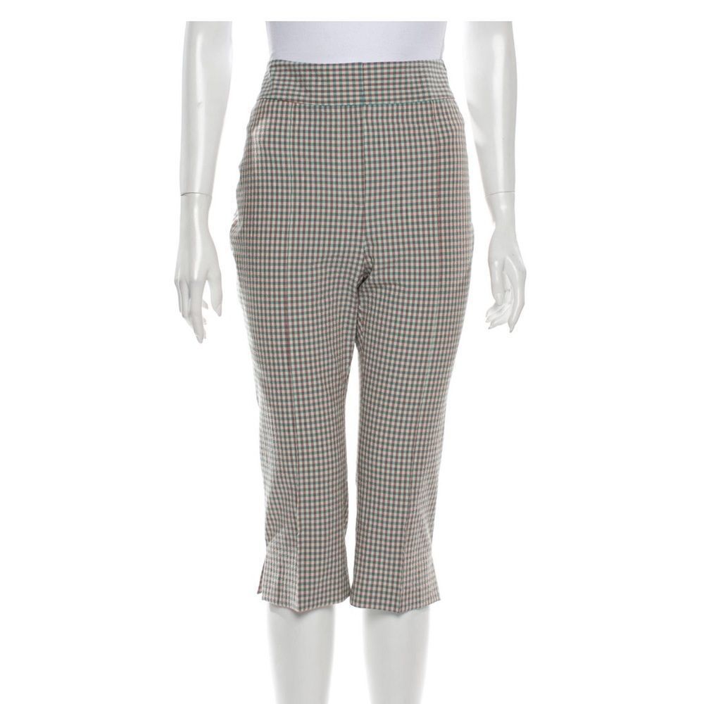 Veronica Beard Dhara Cropped Check Gingham Seersucker Pants